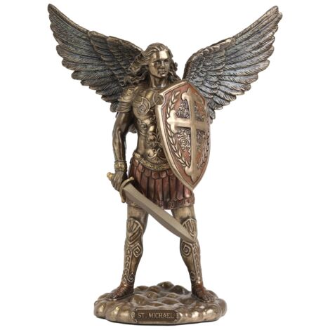 Figurine Saint Michel Archange en résine dorée, Collection classique, décoration de la maison