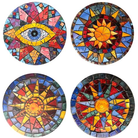 Sun Coasters 4 modèles différents en céramique multicolore (1/5)