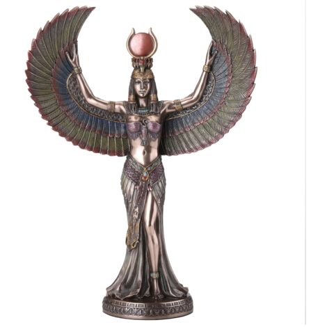 Figurine Isis Déesse Égyptienne Magie et Sagesse Résine Dorée 34 cm