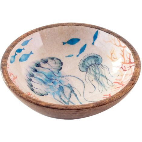 Bol décoratif moyen à méduses bleu marine pour cuisine et salle à manger