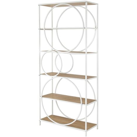 Étagères modernes en métal et en bois pour le rangement et la décoration de la maison, design fonctionnel et élégant (1/4)
