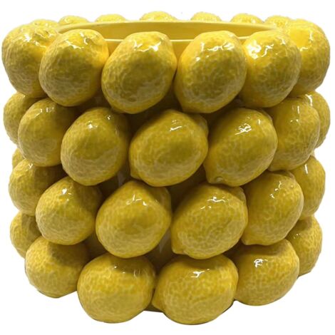 Grand planteur de citron décoratif en céramique pour plantes, vase à fleurs jaunes, accessoire de jardin élégant