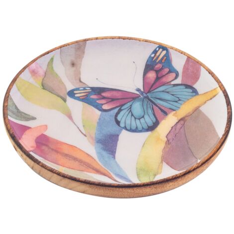 Petit plateau papillon en bois pour cuisine et décoration romantique (1/2)