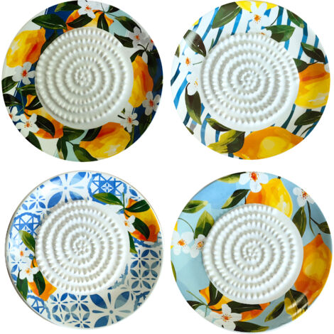 Assiette râpe à citron en céramique 4 unités - Idéale pour la cuisine, la décoration et les cadeaux originaux
