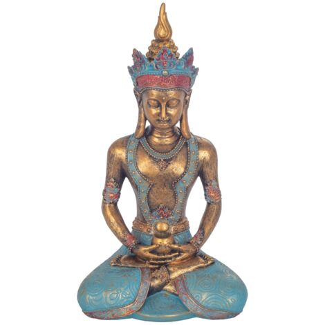 Figure de Bouddha doré en résine - Décoration orientale pour la maison, la méditation et la spiritualité