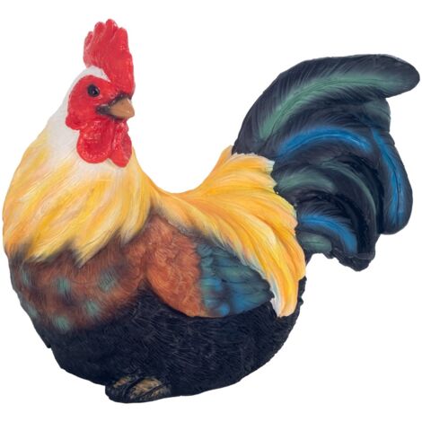 Coq décoratif en résine, figurine de jardin rustique, ornement animal, accessoire de style campagnard, 14,5 cm (1/3)
