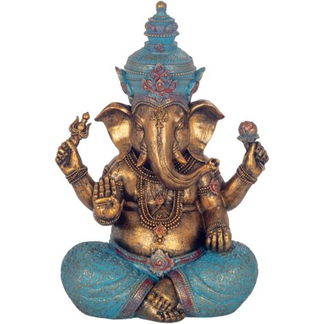 Statue de Ganesha dorée en résine, figure décorative orientale pour la maison, bouddha de la prospérité et de la sagesse