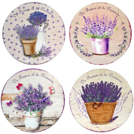 Dessous de plat lavande 4 unités, tapis de Table décoratif en céramique, cadeau idéal, accessoires de cuisine élégants