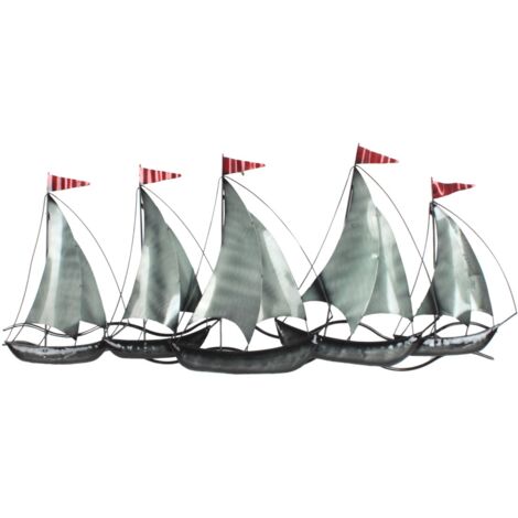 Ornement mural de bateau en métal pour la décoration nautique de la maison