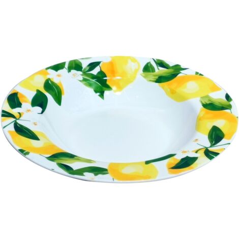 Assiette creuse citron en porcelaine 21cm – Coffret cadeau élégant pour décoration de table – Idéale pour soupes et salades – Signes Grimalt