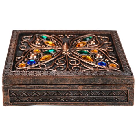 Boîte papillon décorative en résine ethnique pour le rangement de bijoux et d'accessoires, Design Unique et élégant (1/3)
