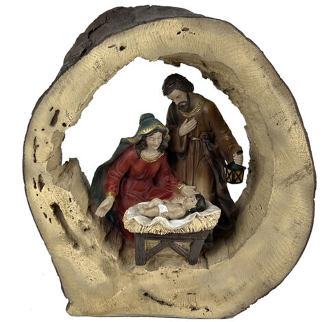Naissance dans une grotte en rondins pour décoration de Noël