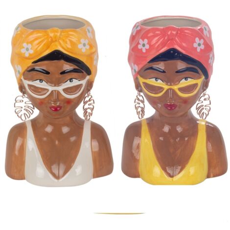 Vase buste femme en céramique – Design élégant pour fleurs – Taille compacte pour salon ou bureau – Cadeau artistique – Signes Grimalt