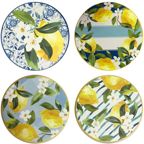 Dessous de Plat en Céramique Design Citron, Set de 4 unités pour Décoration de Table et Cadeaux Originals