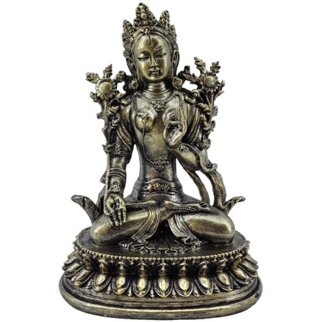 Figure décorative de Bouddha oriental pour la méditation et le Feng Shui, idéale pour la maison et le bureau, 17,5 cm, résine grise (1/2)