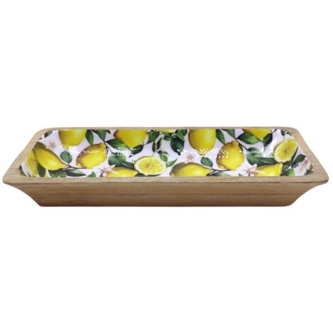 Plateau de service décoratif en bois jaune, plateau pour petit-déjeuner et collation, idéal pour la maison et les événements spéciaux