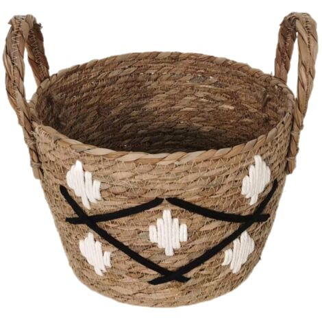 Panier décoratif naturel pour le rangement et l'ornement mural, idéal pour organiser les espaces et ajouter un style naturel