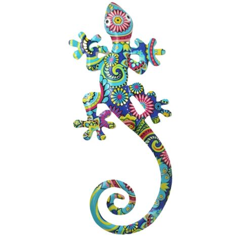 Décoration murale en forme de lézard tropical en métal pour décoration de jardin et d'extérieur, 23 cm