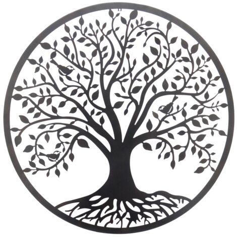 Ornement mural d'arbre moderne pour jardin et décoration intérieure, Design élégant en métal, idéal pour les cadeaux créatifs (1/2)