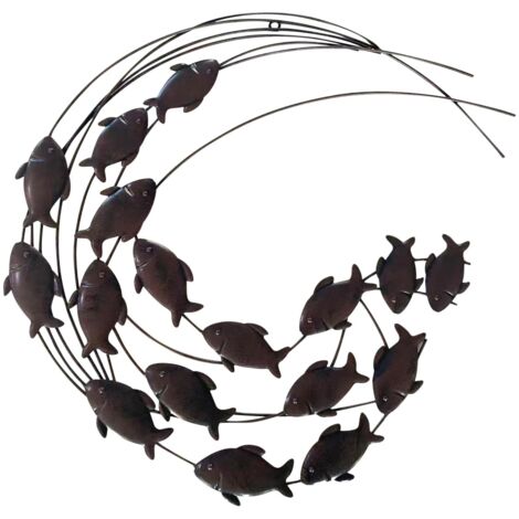 Ornement mural décoratif en forme de poisson pour jardin et terrasse, style moderne et élégant, parfait pour décorer les espaces extérieurs