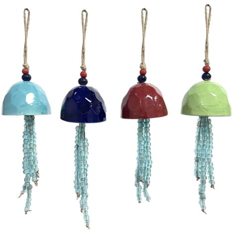 Cloche méduse décorative en céramique multicolore à suspendre à la maison, accessoire de décoration Unique et élégant