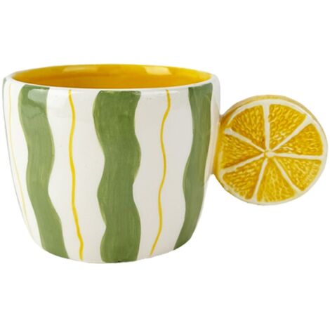 Tasse citron en céramique verte pour café, thé et boissons chaudes - Design moderne et élégant pour un usage quotidien