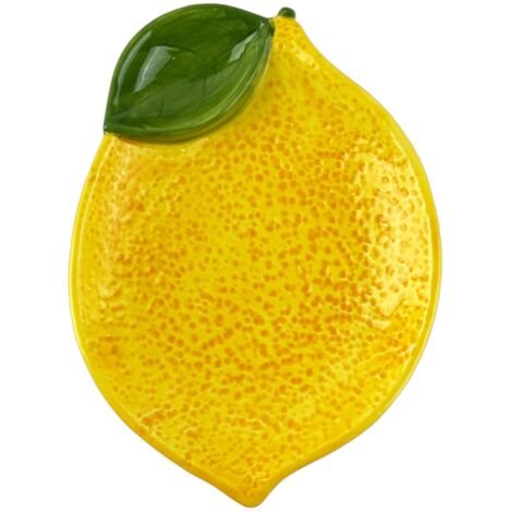 Assiette à citron décorative en céramique jaune pour la cuisine, idéale pour les desserts et les apéritifs, style élégant et fonctionnel