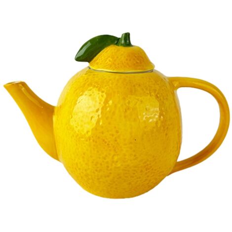 Théière au citron en céramique jaune pour infusions et thé, idéale pour cadeaux et décoration de cuisine