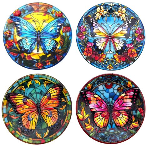 Décoration murale papillon, lot de 4 assiettes décoratives, décoration d'intérieur moderne (1/4)