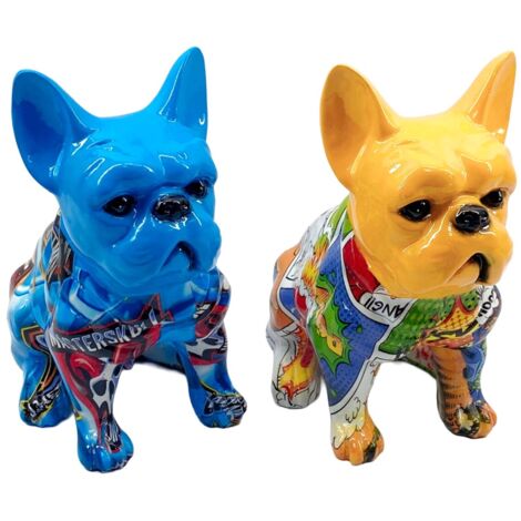 Petite figurine décorative bouledogue Pop Art, style moderne, idéale pour la décoration intérieure, cadeau original, multicolore, en résine