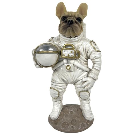 Figurine décorative en résine représentant un bouledogue astronaute, sculpture moderne pour la maison et le bureau, idée cadeau originale. (1/4)