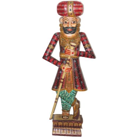 Figurine décorative en bois de style indien - Sculpture Gardien 2 pour la décoration intérieure (1/4)
