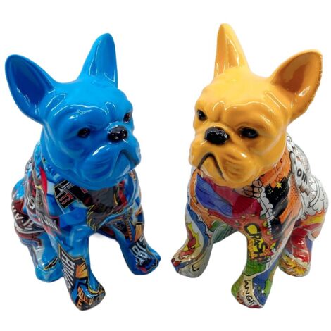 Figurine de bouledogue Pop Art, résine multicolore, originalité moderne, cadeau créatif pour la maison et le bureau