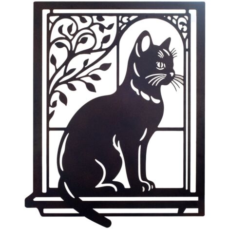 Décoration murale chat, design original en métal, idéale pour la décoration intérieure, cadeau idéal pour les amoureux des chats. (1/4)