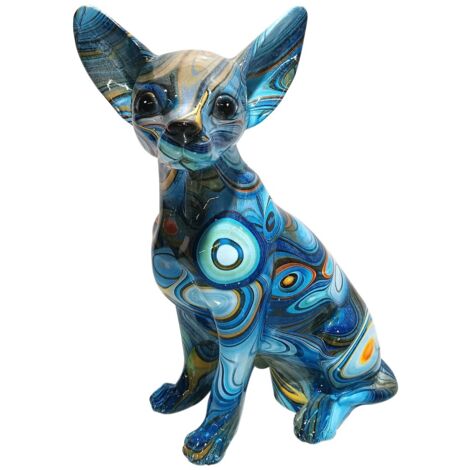Figurine décorative en résine Pop Art Chihuahua - Décoration moderne pour la maison, le bureau et cadeau unique (1/4)