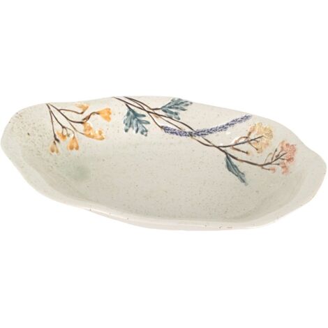 Assiette décorative florale de style bohème, idéale pour les centres de table, en céramique de haute qualité. (1/4)