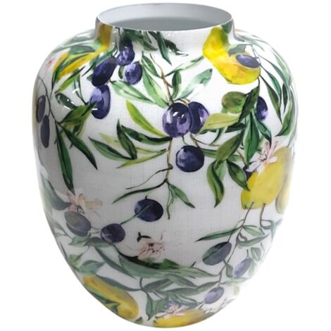 Vase décoratif citron et olive, design élégant pour la maison, centre de table moderne, décoration d'intérieur