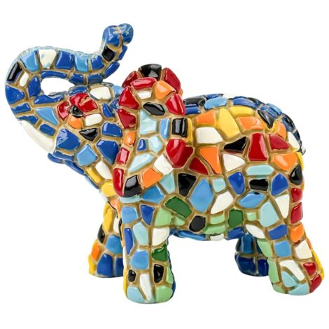Figurine d'éléphant en résine multicolore - Pop Art moderne pour objets de collection et décoration intérieure