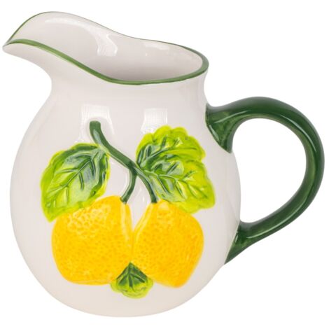 Pichet à citron décoratif en céramique, design méditerranéen, carafe à eau pour cuisine et salle à manger, cadeau original et élégant (1/4)