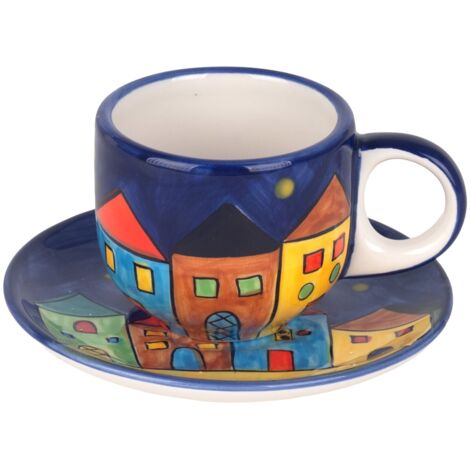 Tasse à café élégante avec soucoupe, tasse moderne en céramique, idéale pour le thé, cadeau idéal. (1/4)