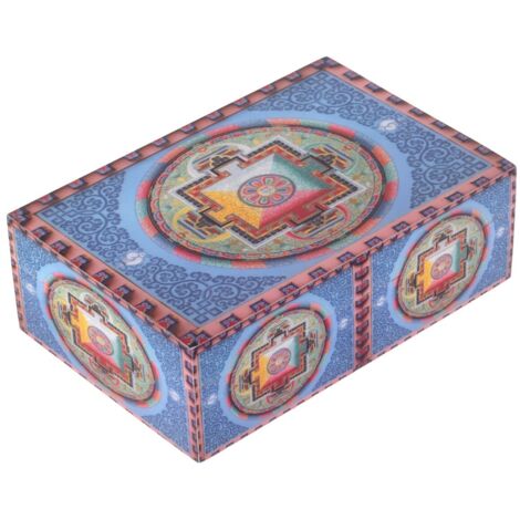 Boîte décorative en bois motif mandala pour la maison, boîte à bijoux artisanale de style ethnique, rangement élégant et fonctionnel. (1/4)