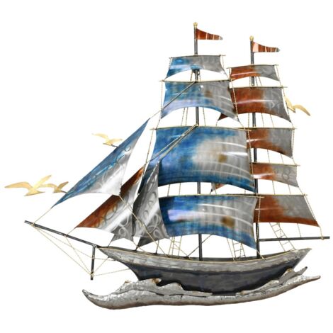 Ornement mural de bateau nautique décoratif vintage métallique