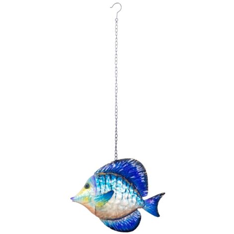 Pendentif poisson en métal coloré avec chaîne de 65 cm - Décoration originale (1/5)