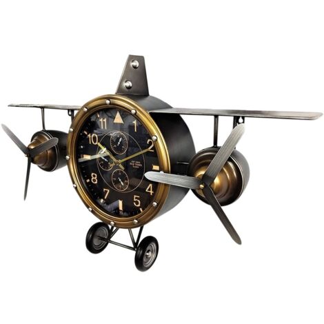 Horloge décorative en métal en forme d'avion au design vintage (1/5)