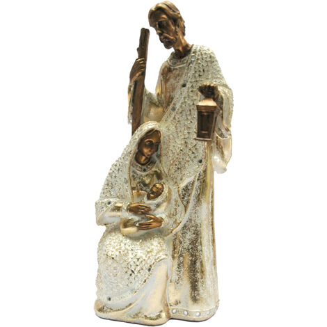 Crèche en résine avec détails dorés - Décoration de Noël