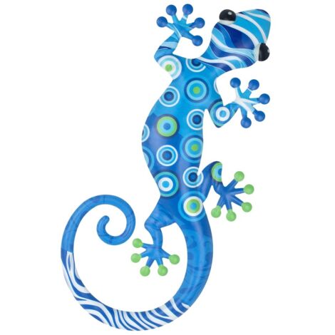 Décoration murale lézard en métal L - Style coloré pour jardin