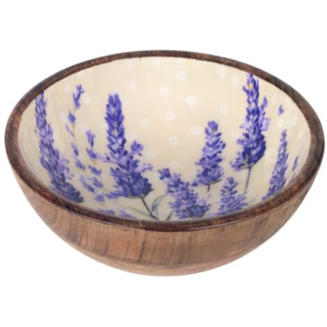 Bol à lavande M en bois et résine à motif floral