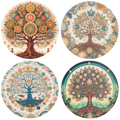 Dessous de verre décoratif en céramique en forme d'arbre - Style naturel, rond (1/5)