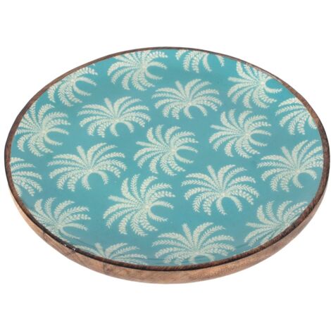 Assiette Palmier L en bois et résine - Style tropical et fonction décorative (1/5)