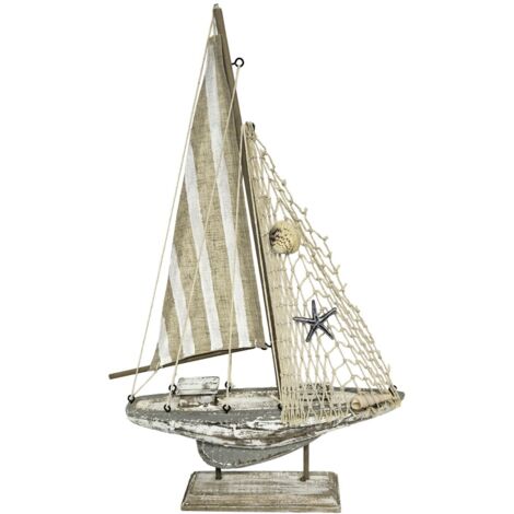 Voilier en MDF avec détails marins, style nautique (1/5)